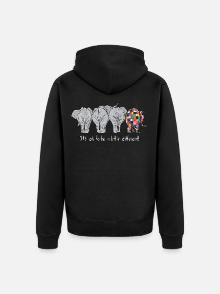 Elefanten T-Shirt It's Ok To Be A Little Different - Unisex Premium Bio Zip Hoodie - Schwarz