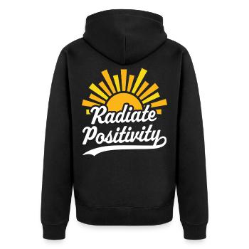 Rayonnez de positivité - Veste à capuche bio Premium Unisexe - noir - Dos - Nico (187cm)