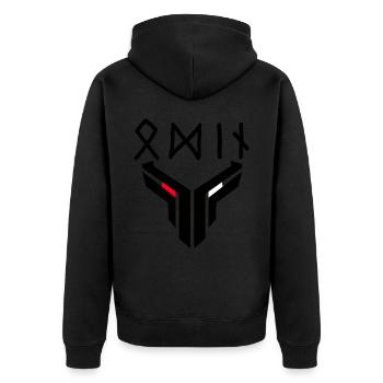 odin allvater - Unisex Premium Organic Zip Hoodie - black - Back - Nico (187cm)