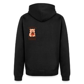 Naschen ist billiger als Therapie - Unisex Premium Bio Zip Hoodie - Schwarz - Hinten - Nico (187cm)