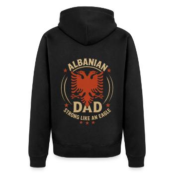 Albanischer Vater Vatertag Adler Kosovo - Unisex Premium Bio Zip Hoodie - Schwarz - Hinten - Nico (187cm)