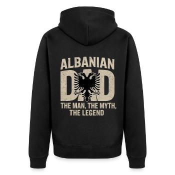 Albanischer Vater Vatertag Adler Kosovo - Unisex Premium Bio Zip Hoodie - Schwarz - Hinten - Nico (187cm)
