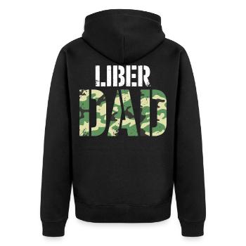 Humour Libertarien Camo Liberté Papa - Veste à capuche bio Premium Unisexe - noir - Dos - Nico (187cm)