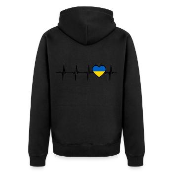 Ukraine herzschlag flagge ukrainer - Unisex Premium Bio Zip Hoodie - Schwarz - Hinten - Nico (187cm)