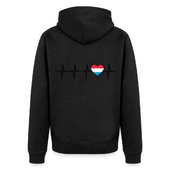 Luxemburg Herzschlag Flagge Luxemburger - Unisex Premium Bio Zip Hoodie - Schwarz - Hinten - Nico (187cm)