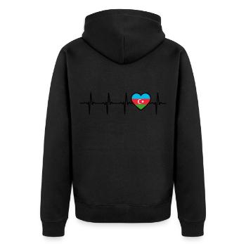Drapeau de battement de cœur de l’Azerbaïdjan Azerbaïdjan - Veste à capuche bio Premium Unisexe - noir - Dos - Nico (187cm)