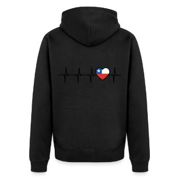Chile Herzschlag Flagge Chilene - Unisex Premium Bio Zip Hoodie - Schwarz - Hinten - Nico (187cm)