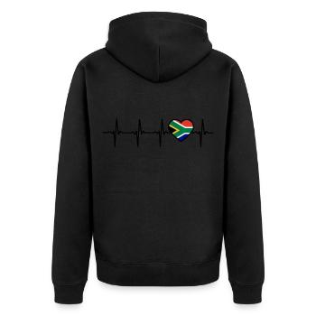 South Africa Heartbeat South Africa - Unisex Premium Organic Zip Hoodie - black - Back - Nico (187cm)