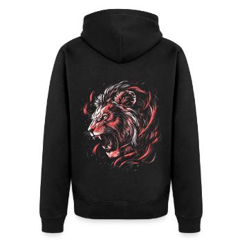 Lion Colorful Lion Head Neon Colorful Predator Art - Unisex Premium Organic Zip Hoodie - black - Back - Nico (187cm)