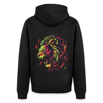 Lion Colorful Lion Head Neon Colorful Predator Art - Unisex Premium Organic Zip Hoodie - black - Back - Nico (187cm)