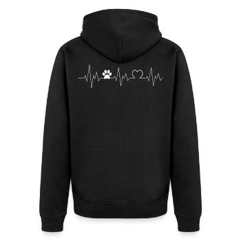 Dog cat heartbeat EKG paw lady - Unisex Premium Organic Zip Hoodie - black - Back - Nico (187cm)