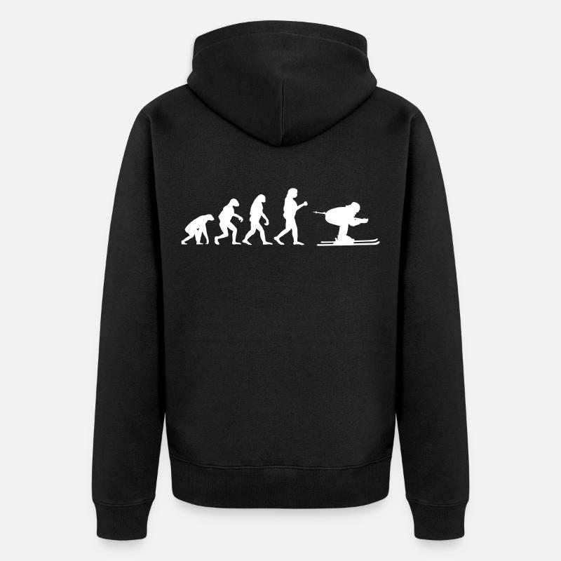 Ski Skiing Evolution Skiurlaub Apres Ski Schnee - Unisex Premium Bio Zip Hoodie - Schwarz