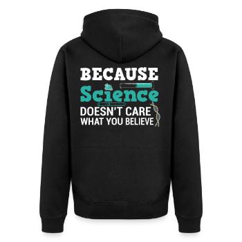Wissenschaft - Naturwissenschaft - Geschenk - Unisex Premium Bio Zip Hoodie - Schwarz - Hinten - Nico (187cm)
