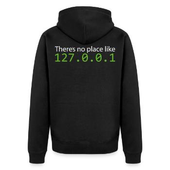 Theres no place like Programmierer Informatiker - Unisex Premium Bio Zip Hoodie - Schwarz - Hinten - Nico (187cm)