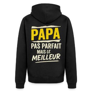 Papa pas parfait mais le meilleur idée cadeau père - Veste à capuche bio Premium Unisexe - noir - Dos - Nico (187cm)