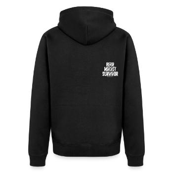 BEAR MARKET SURVIVOR - white - Unisex Premium Bio Zip Hoodie - Schwarz - Hinten - Nico (187cm)