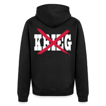 Gegen Krieg Antikrieg Peace - Unisex Premium Bio Zip Hoodie - Schwarz - Hinten - Nico (187cm)