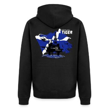 Oil Rig Oil Field North Sea Tiger Aberdeen - Unisex Premium Organic Zip Hoodie - black - Back - Nico (187cm)