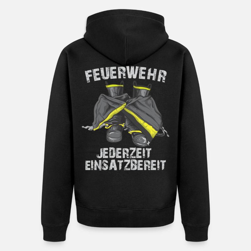 Jederzeit einsatzbereit - Unisex Premium Bio Zip Hoodie - Schwarz