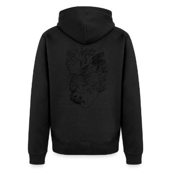 nature heart - Unisex Premium Organic Zip Hoodie - black - Back - Nico (187cm)
