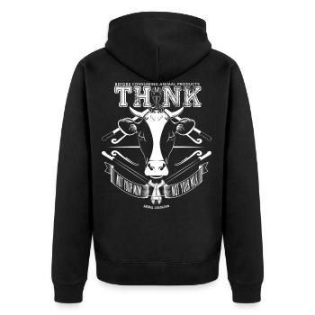 Not your mom, not your milk (white) - Unisex Premium Organic Zip Hoodie - black - Back - Nico (187cm)