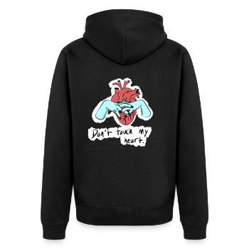 Ne pas toucher mon cœur. - Veste à capuche bio Premium Unisexe - noir - Dos - Nico (187cm)