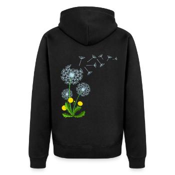 Pusteblume Löwenzahn Dandelion Geschenkidee - Unisex Premium Bio Zip Hoodie - Schwarz - Hinten - Nico (187cm)