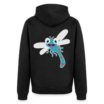Libelle süß witzig Insekt Kawaii Comic Geschenk - Unisex Premium Bio Zip Hoodie - Schwarz - Hinten - Nico (187cm)