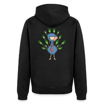 Peacock Sunglasses Tie Comic Cool Gift - Unisex Premium Organic Zip Hoodie - black - Back - Nico (187cm)