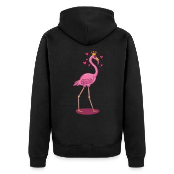 Flamingo crown hearts in love comic gift girl - Unisex Premium Organic Zip Hoodie - black - Back - Nico (187cm)