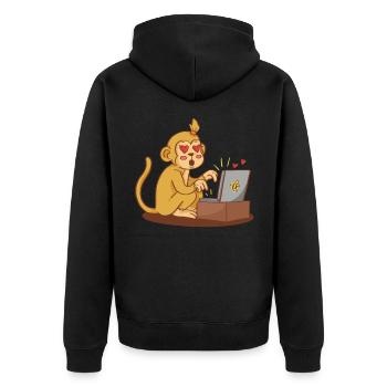 Singe Amour amoureux relation longue distance Chat Coeur Cadeau - Veste à capuche bio Premium Unisexe - noir - Dos - Nico (187cm)