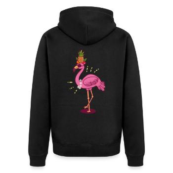Flamingo Ananas Comic Girly Sonnenbrille Geschenk - Unisex Premium Bio Zip Hoodie - Schwarz - Hinten - Nico (187cm)