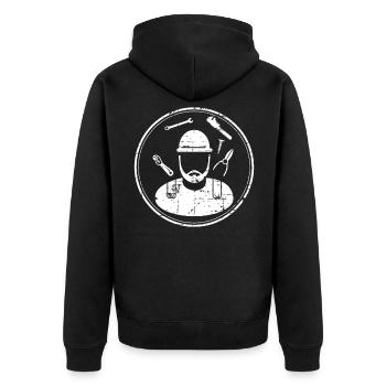 Mechanic Tool Construction Worker Basterl Gift - Unisex Premium Organic Zip Hoodie - black - Back - Nico (187cm)