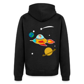 Boy rocket universe planet universe gift - Unisex Premium Organic Zip Hoodie - black - Back - Nico (187cm)