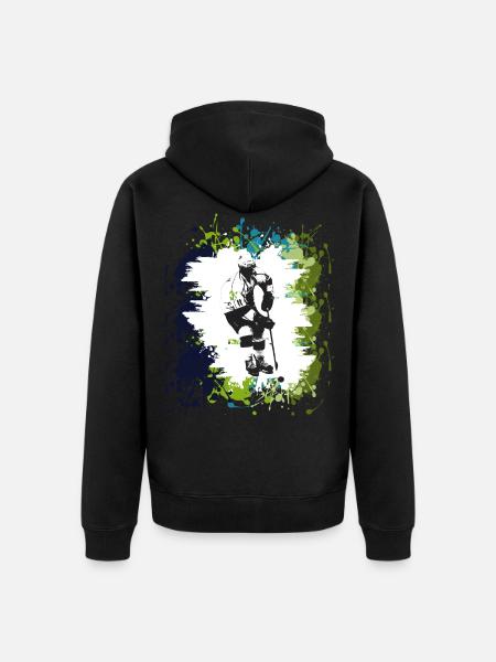Jääkiekko Skate Sports Player lahjaidea - Premium unisex luomu-huppari vetoketjulla - musta