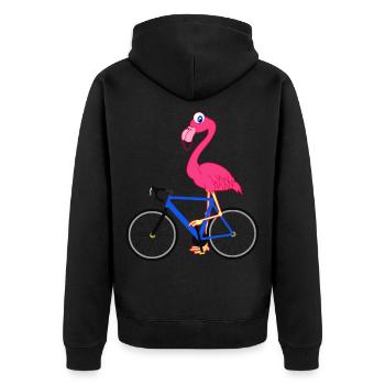 Flamingo Fahrrad Rennrad Comic Kawaii Geschenk - Unisex Premium Bio Zip Hoodie - Schwarz - Hinten - Nico (187cm)