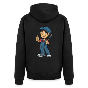 Mechaniker Auto lustig Werkzeug Comic Geschenk - Unisex Premium Bio Zip Hoodie - Schwarz - Hinten - Nico (187cm)