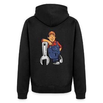Salopette mécanicien voiture garage cadeau - Veste à capuche bio Premium Unisexe - noir - Dos - Nico (187cm)