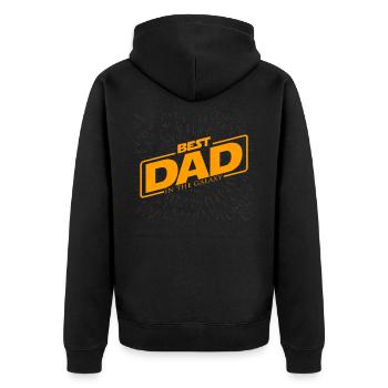 Best Dad In The Galaxy - Vatertag Herrentag Papa - Unisex Premium Bio Zip Hoodie - Schwarz - Hinten - Nico (187cm)