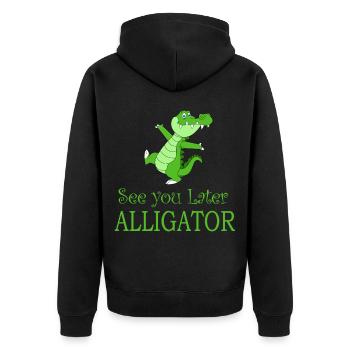 Crocodile d'alligator dansant cadeau de dire drôle - Veste à capuche bio Premium Unisexe - noir - Dos - Nico (187cm)