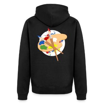 Kunst Palette Farben Pinsel malen Geschenkidee - Unisex Premium Bio Zip Hoodie - Schwarz - Hinten - Nico (187cm)