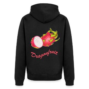 Drachenfrucht vegan Comic gesund Gesschenkidee - Unisex Premium Bio Zip Hoodie - Schwarz - Hinten - Nico (187cm)