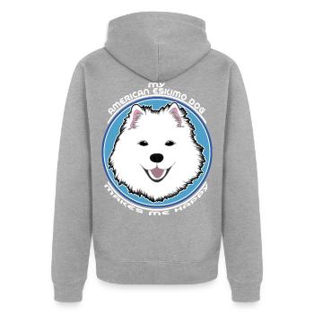 American Eskimo dog sweet saying gift - Unisex Premium Organic Zip Hoodie - heather grey - Back - Nico (187cm)