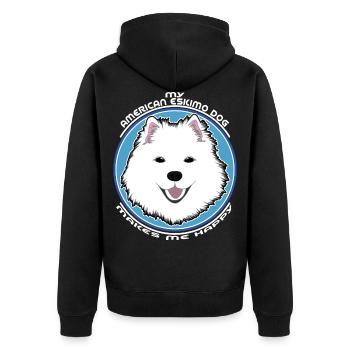 American Eskimo dog sweet saying gift - Unisex Premium Organic Zip Hoodie - black - Back - Nico (187cm)