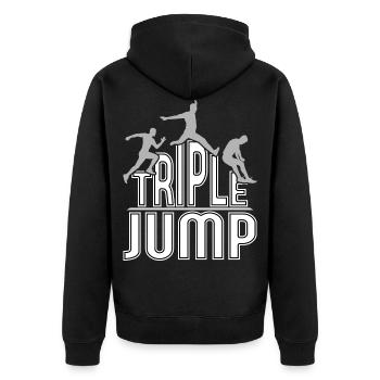 Dreisprung Sport Leichtathletik Geschenkidee - Unisex Premium Bio Zip Hoodie - Schwarz - Hinten - Nico (187cm)