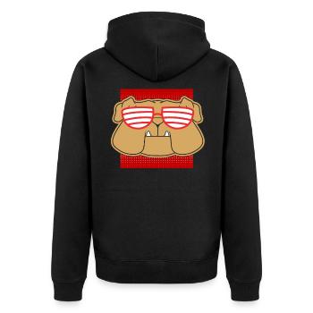 Bulldogge Hund Sonnenbrille retro Comic Geschenk - Unisex Premium Bio Zip Hoodie - Schwarz - Hinten - Nico (187cm)