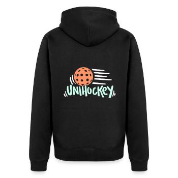 coole gepunktete Geschenkidee des Unicycle Balls - Unisex Premium Bio Zip Hoodie - Schwarz - Hinten - Nico (187cm)