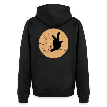 Lustiger Hase retro Ostern Geschenkidee - Unisex Premium Bio Zip Hoodie - Schwarz - Hinten - Nico (187cm)