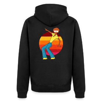 70er Hippie Frieden Schlagermusik retro Geschenk - Unisex Premium Bio Zip Hoodie - Schwarz - Hinten - Nico (187cm)