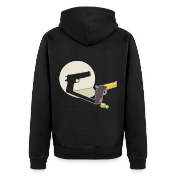 Schattenspiel Ratte Pistole Waffe lustig Geschenk - Unisex Premium Bio Zip Hoodie - Schwarz - Hinten - Nico (187cm)